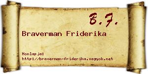 Braverman Friderika névjegykártya